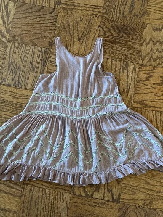 Free People Intimately Pink Polka Dot Lace Trim Tunic Top XS - Picture 5 of 7